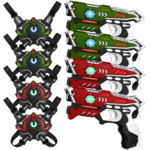 KidsTag lasergame set - 4 laserguns + 4 vesten - Rood/Groen
