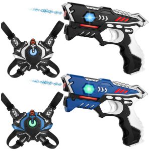 KidsTag lasergame set - 2 laserguns + 2 vesten - Blauw/Zwart