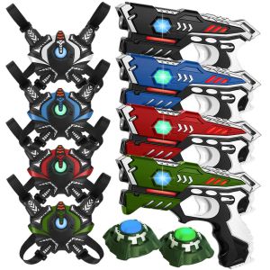 4 KidsTag laserguns + vesten in 4 kleuren + 2 Targets