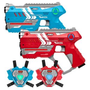 2 Connect Anti-cheat laserguns Blauw/Rood + 2 Connect Vesten