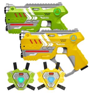 2 Connect Anti-cheat laserguns Geel/Groen + 2 Connect Vesten