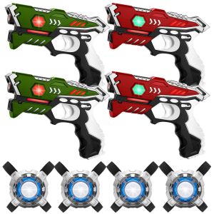 KidsTag Lasergame set - 4 Laserguns Rood/Groen + 4 Vesten