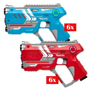 12 Light Battle Connect laserguns - Rood/Blauw