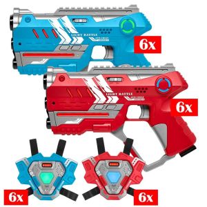 12 Light Battle Connect laserguns + 12 vesten - Rood/Blauw