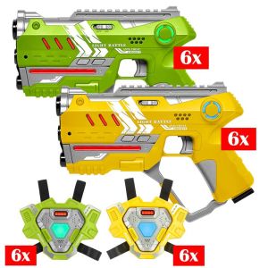 12 Light Battle Connect Laserguns + 12 Vesten - Geel/Groen