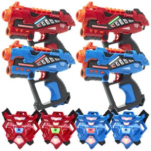 4 KidsTag Recharge P2 laserguns + 4 waterdamp vesten rood/blauw