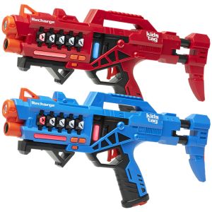 2 KidsTag Recharge P1 oplaadbare lasergeweren rood/blauw