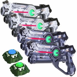 4 Light Battle Active Camo Laserguns - Grijs/Wit + 2 Targets