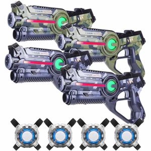 Active laserguns - camo groen/grijs - 4 pack + 4 vesten