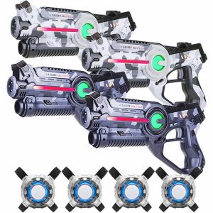 Active laserguns - camo grijs/wit - 4 pack + 4 vesten