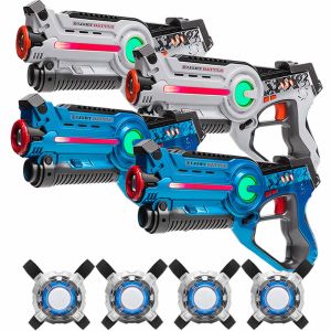 Active laserguns - wit/blauw - 4 pack + 4 vesten