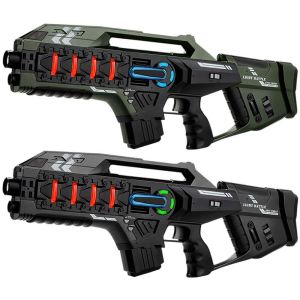 2 Light Battle Connect Mega Blasters - Anti-cheat laserguns - Metallic Groen/Grijs