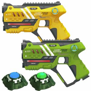 Anti-cheat laserguns - geel/groen - 2 pack + 2 targets