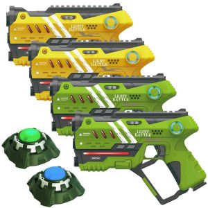 Anti-cheat laserguns - geel/groen - 4 pack + 2 targets
