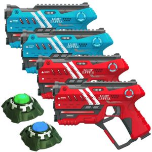 Anti-cheat laserguns - rood/blauw - 4 pack + 2 targets