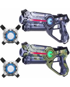 Active laserguns - camo groen/grijs - 2 pack + 2 vesten