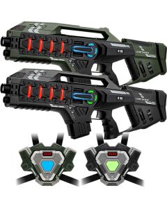 2 Connect Mega Blasters + 2 Vesten - Metallic Groen/Grijs